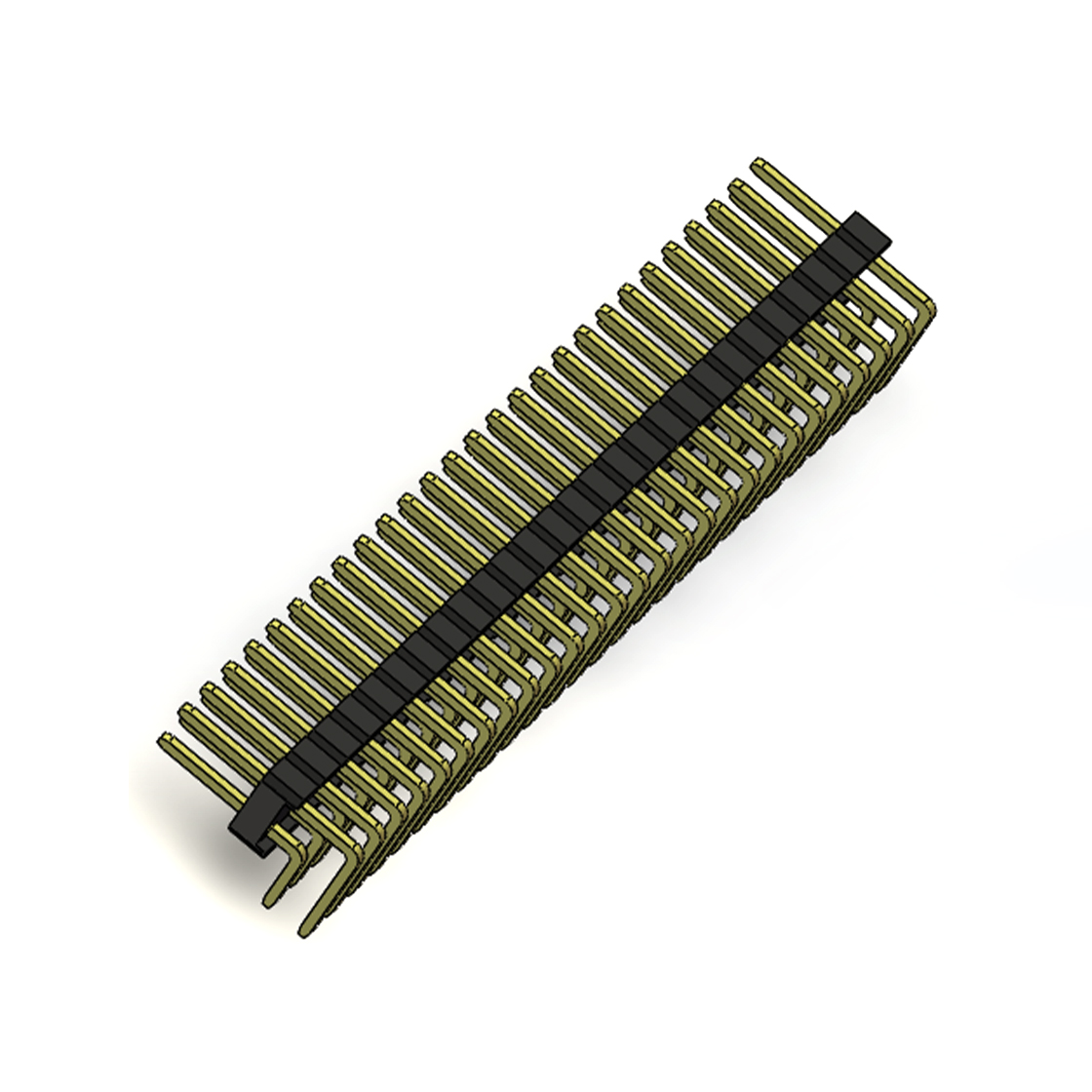 PH2541 排针连接器 Pitch 2.54mm 90°双排 DIP 单塑排针 PC:3.0 2X27Pin 黑色 镀全金G/F